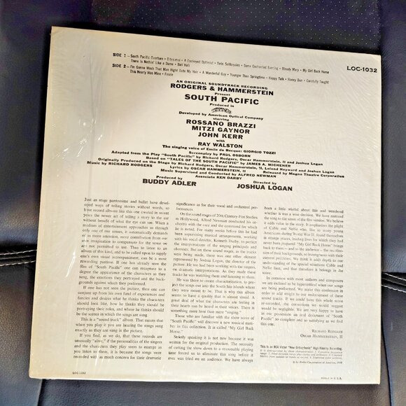 South Pacific Soundtrack 12" Record Album LP RCA Victor LOC-1032 Mono - copy - Picture 3 of 9